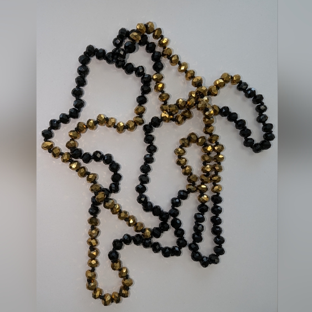 EVC BLACK & GOLD TONE CRYSTAL FLAPPER NECKLACE